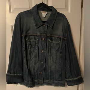 Talbots Classic Blue Jean Jacket with Fringe detail